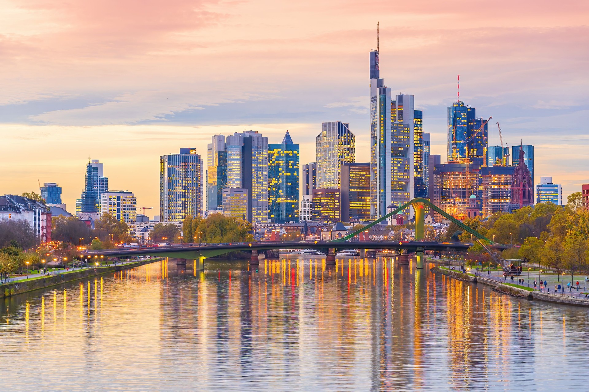 Downtown Frankfurt city skyline, cityscape of  Germany